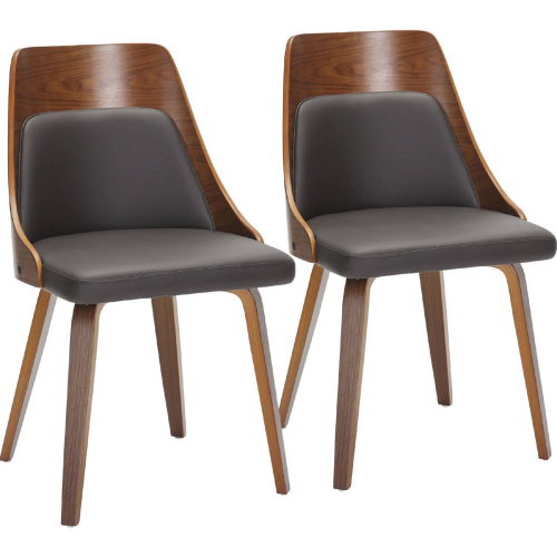 Anabelle Dining Accent Chair in Walnut Wood & Brown Leatherette (Set of 2)